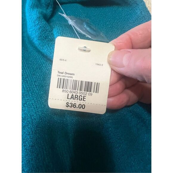 ST. John’s Bay Womans Pullover Low V Sweater Green Sz L NWT - Picture 4 of 8